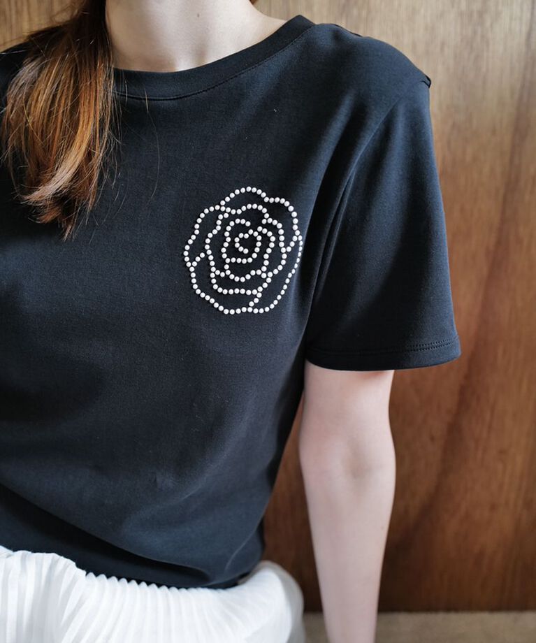 SNIDEL「【限定カラーあり】ORGANICSラインストーンTシャツ」|Tシャツ・カットソー|