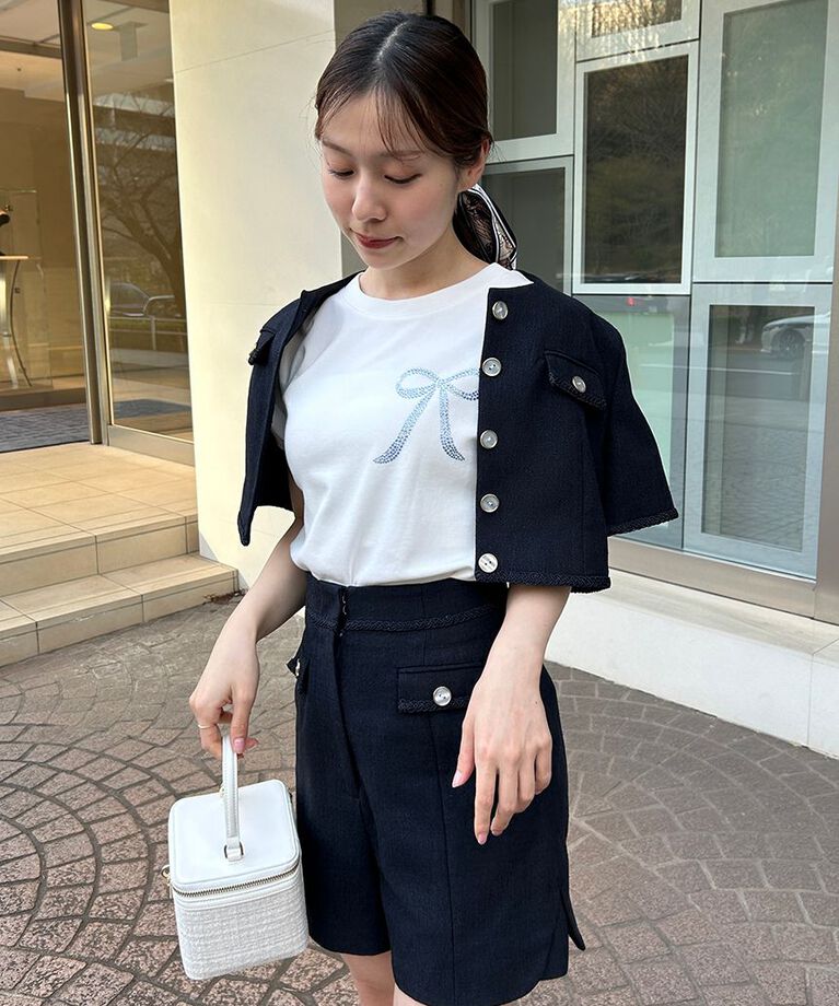 SNIDEL「【限定カラーあり】ORGANICSラインストーンTシャツ」|Tシャツ・カットソー|
