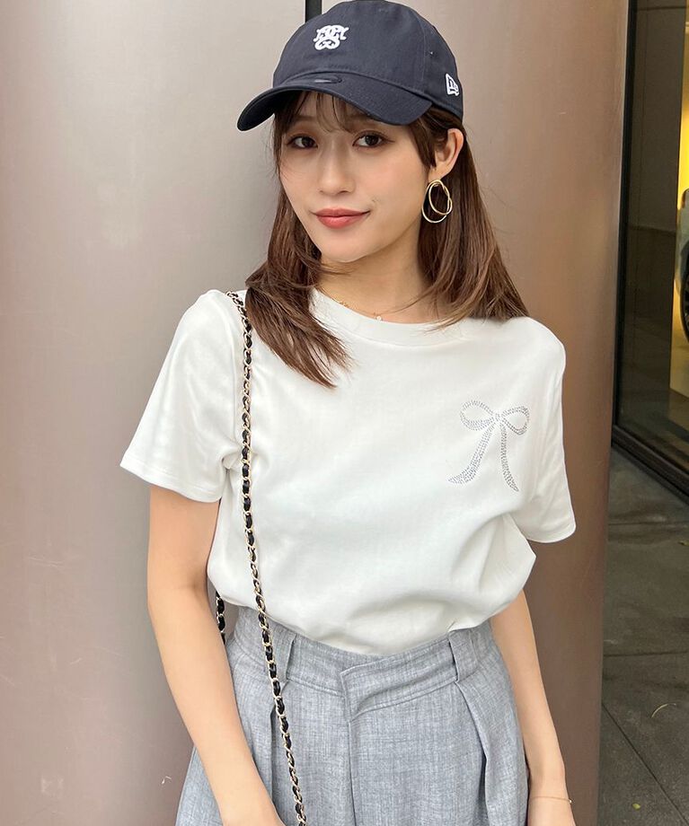 SNIDEL「【限定カラーあり】ORGANICSラインストーンTシャツ」|Tシャツ・カットソー|