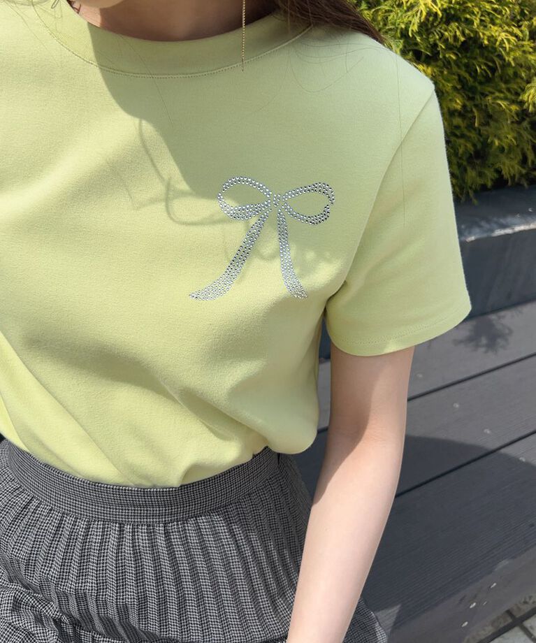 SNIDEL「【限定カラーあり】ORGANICSラインストーンTシャツ」|Tシャツ・カットソー|