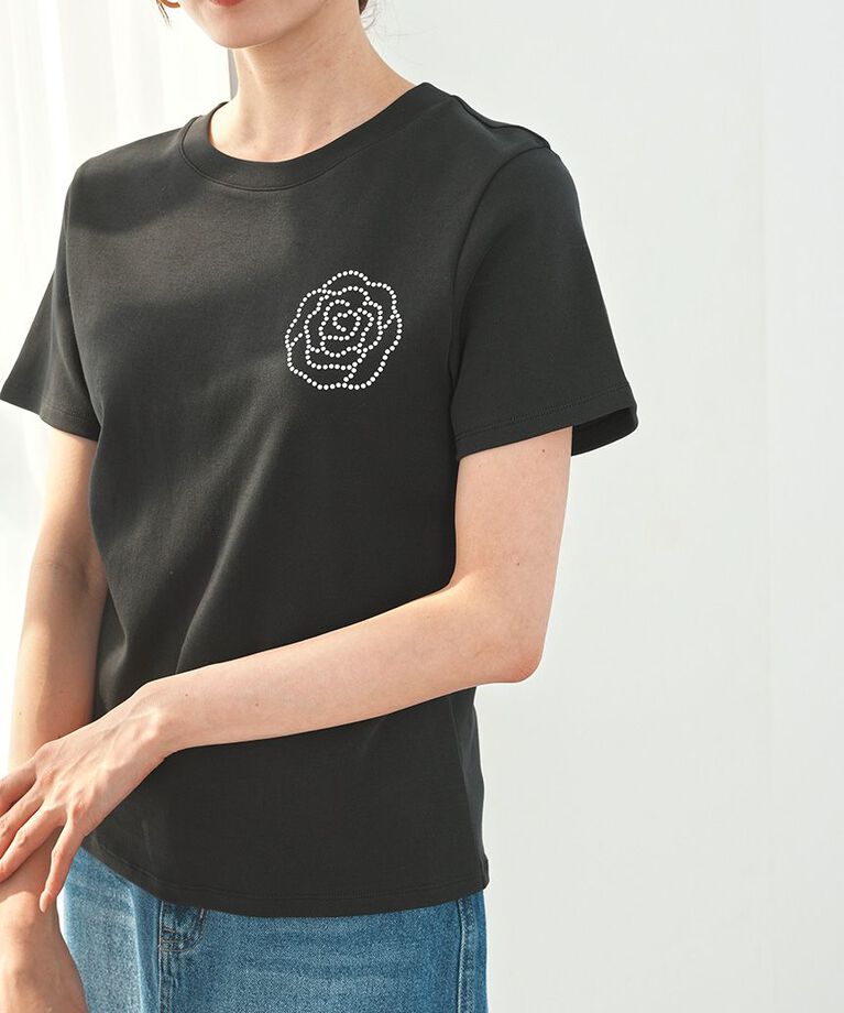 SNIDEL「【限定カラーあり】ORGANICSラインストーンTシャツ」|Tシャツ・カットソー|