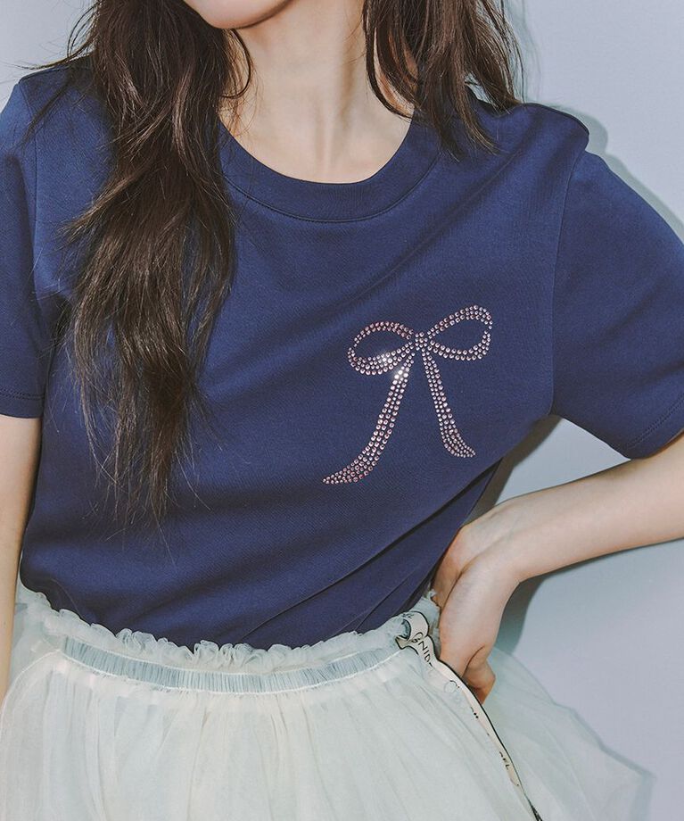SNIDEL「【限定カラーあり】ORGANICSラインストーンTシャツ」|Tシャツ・カットソー|