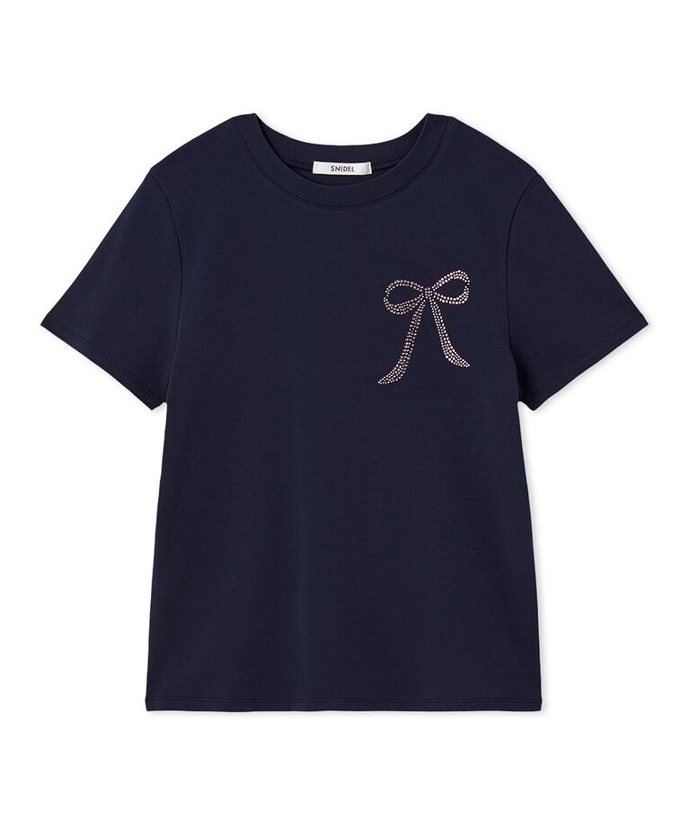 SNIDEL「【限定カラーあり】ORGANICSラインストーンTシャツ」|Tシャツ・カットソー|