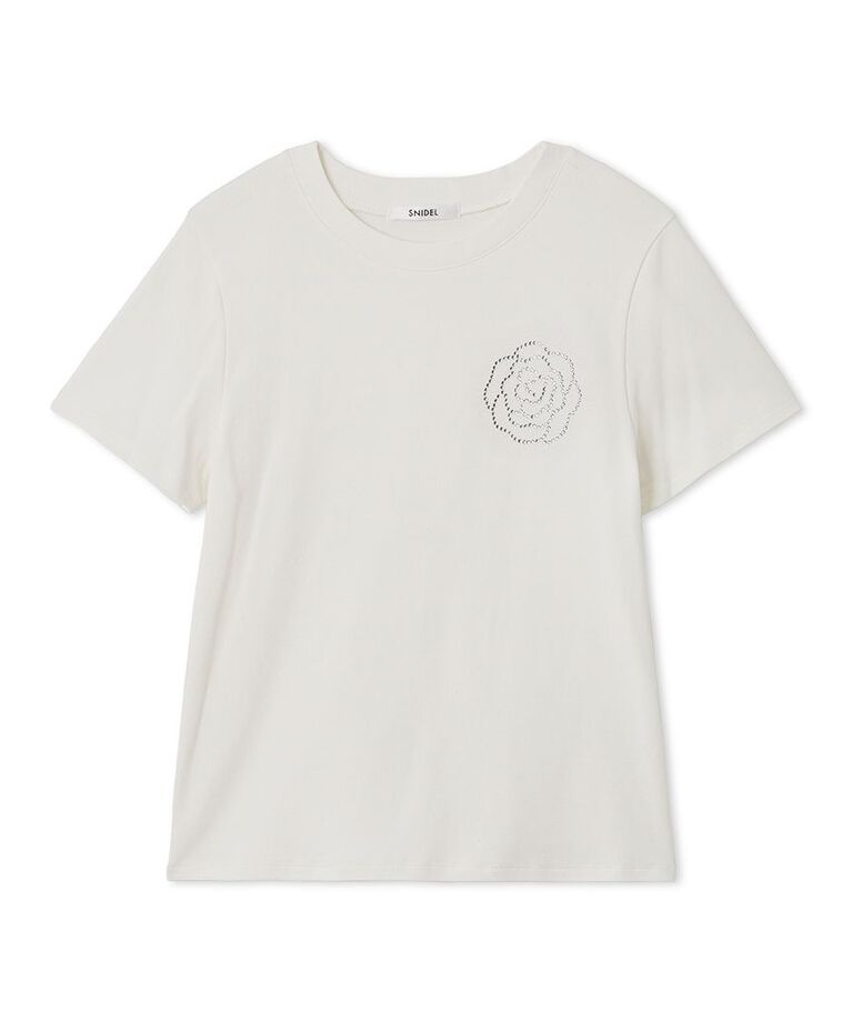 SNIDEL「【限定カラーあり】ORGANICSラインストーンTシャツ」|Tシャツ・カットソー|