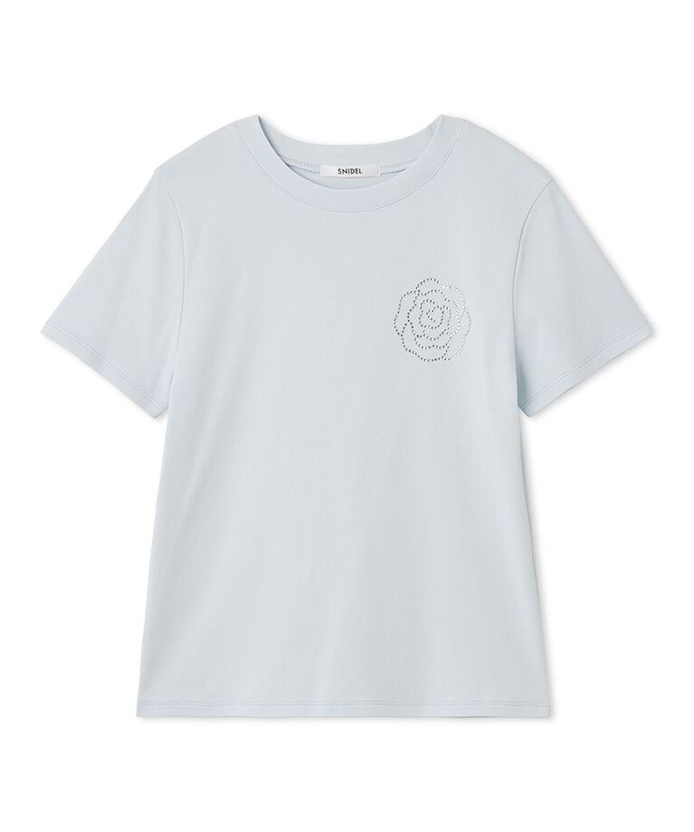 SNIDEL「【限定カラーあり】ORGANICSラインストーンTシャツ」|Tシャツ・カットソー|