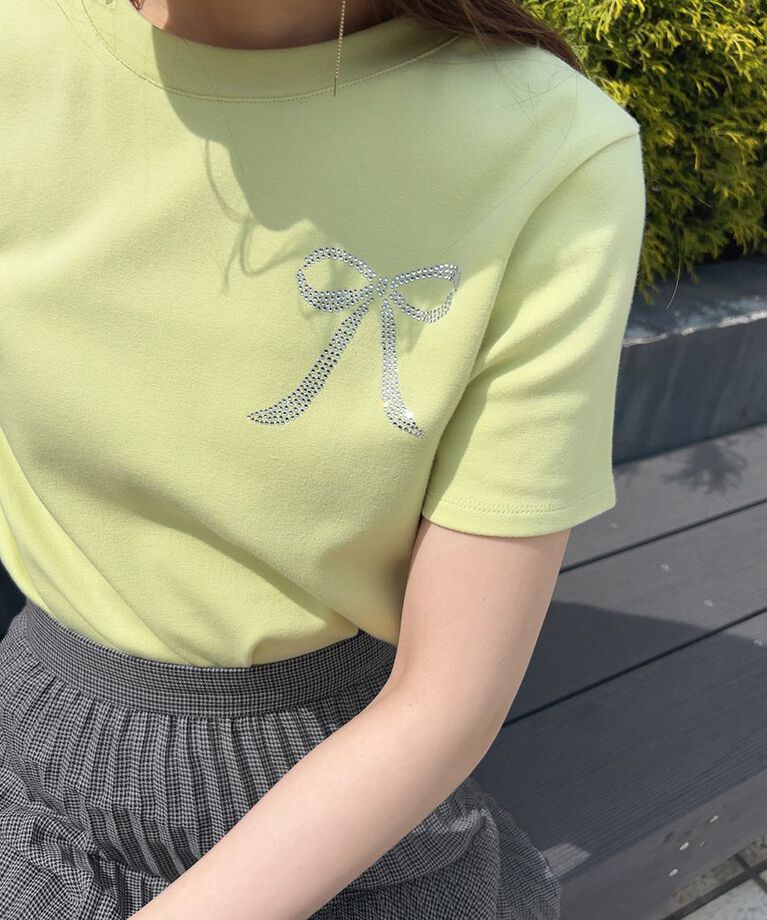 SNIDEL「【限定カラーあり】ORGANICSラインストーンTシャツ」|Tシャツ・カットソー|YEL