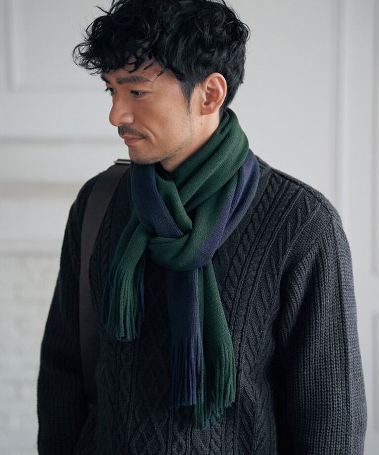 ikka「ラッセルバイカラーマフラー」|マフラー|グリーン