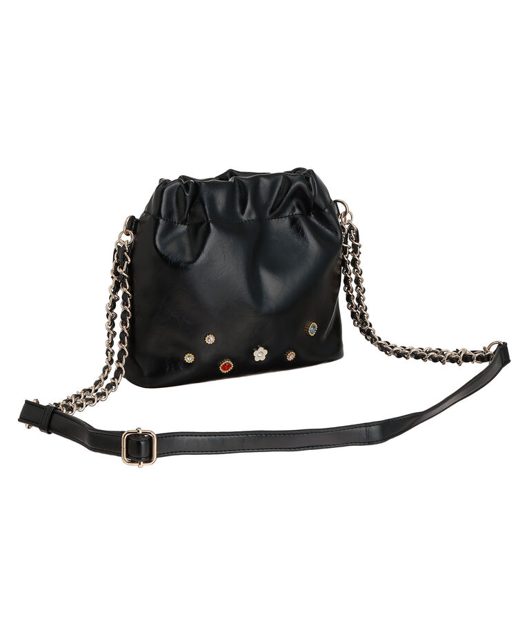 MARY QUANT「スパークルビジューデイジー ショルダー」|ショルダー・メッセンジャー|ブラック