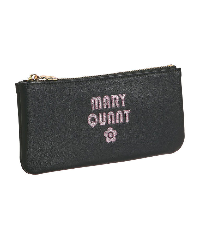 MARY QUANT「グリッターレトロロゴ フラットペンケース」|ポーチ|ブラック