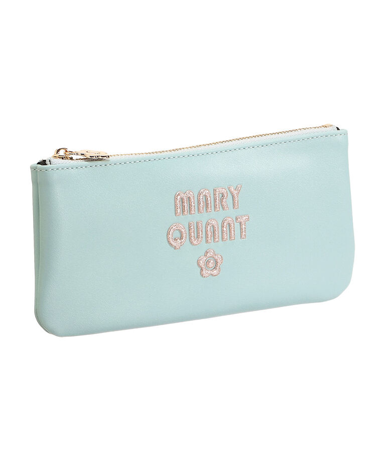 MARY QUANT「グリッターレトロロゴ フラットペンケース」|ポーチ|ミント