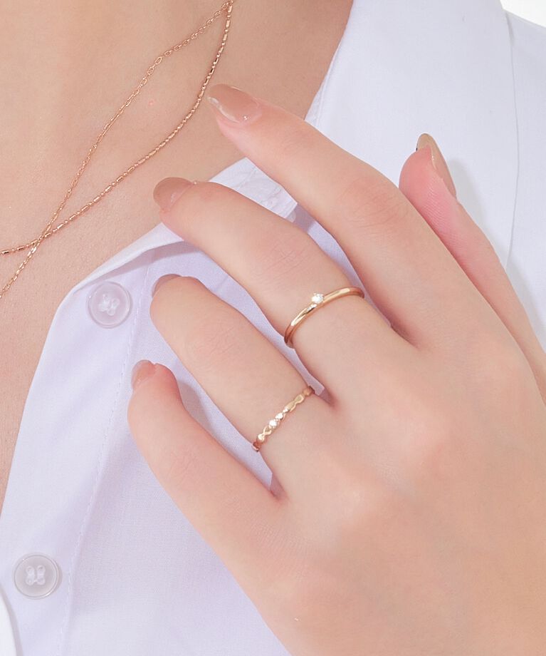 Phoebe「【金属アレルギー対応】2setグレイングリッターリング シャンパンゴールド」|リング|シャンパンゴールド