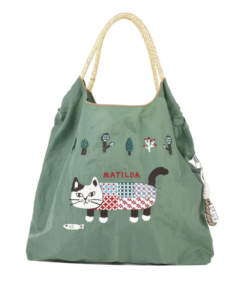 BACKYARD FAMILY「刺繍 ワッシャーバッグ パラコードバッグ アニマル 通販 ワッシャーバック パラコードバック」|トートバッグ|グリーン2