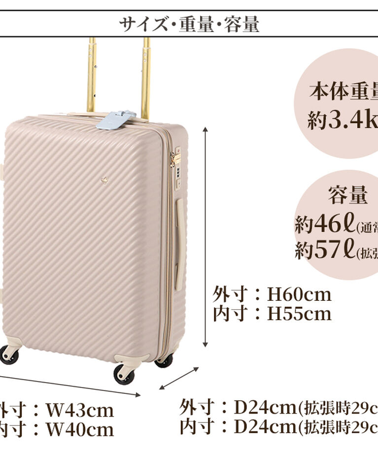Jewelna Rose「HaNT×ジュエルナローズ コラボ スーツケース Mサイズ 06822」|キャリーケース|
