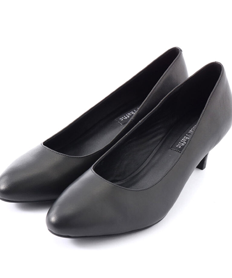 ORiental TRaffic「【パンプス】本革/21.5～26.5cm/ラウンドミドルヒールブラックパンプス/R-3102 リクルート」|パンプス|BLACK (E)