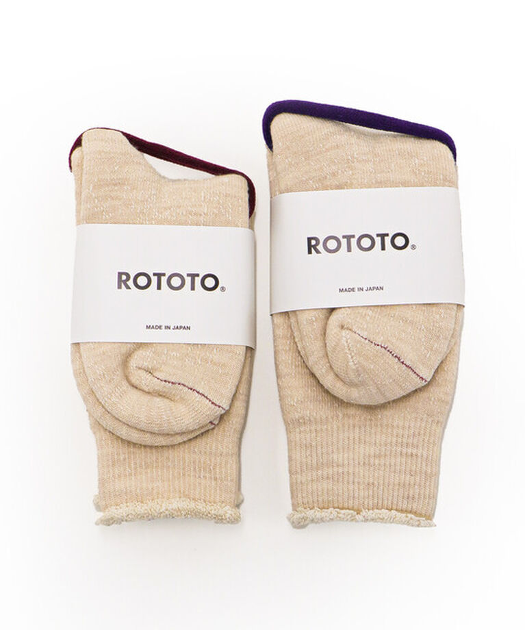 ROTOTO「【ロトト】ダブルフェイス クルー/オートミール コットン ウール/ソックス メンズ レディース」|ソックス|
