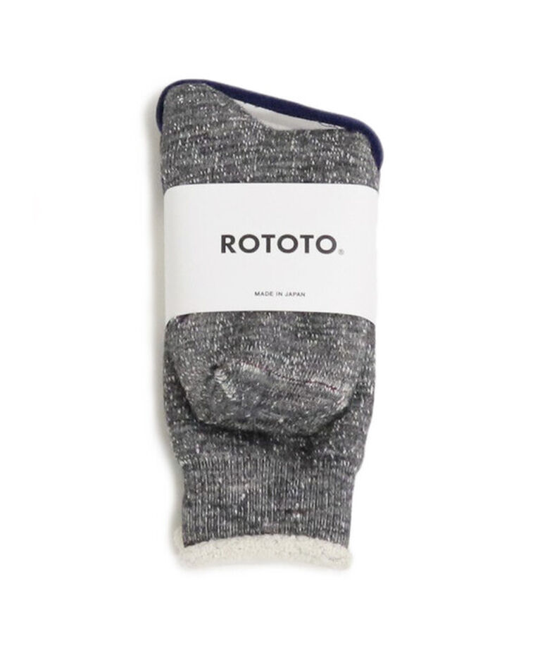 ROTOTO「【ロトト】ダブルフェイス クルー/チャコール コットン ウール/ソックス レディース」|ソックス|