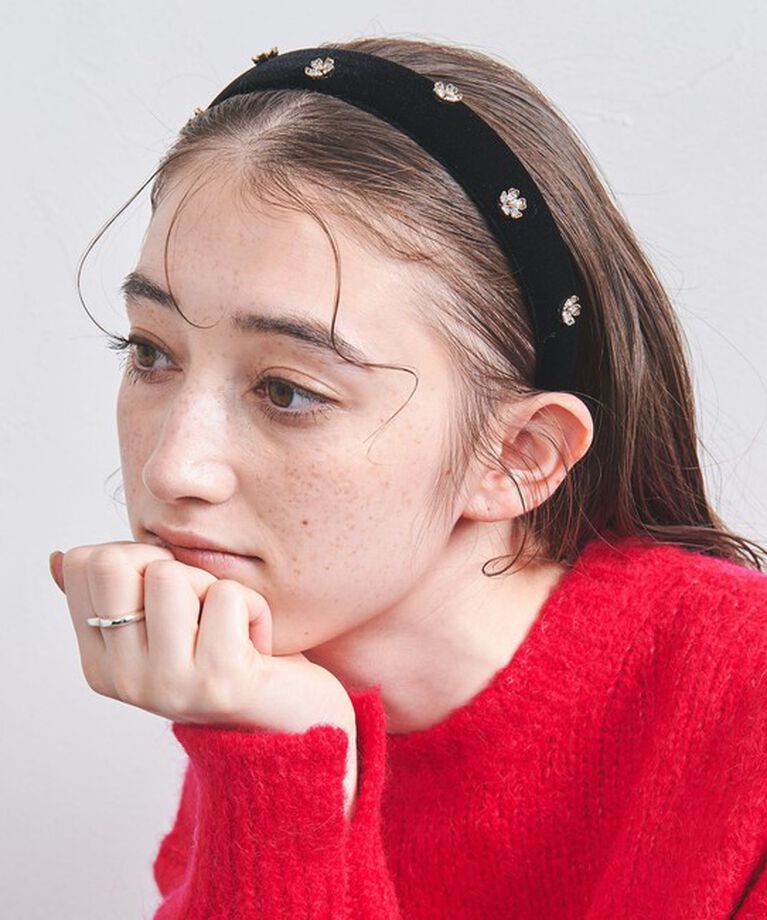 UNITED ARROWS「フラワービジュー ヘッドバンド」|カチューシャ|BLACK