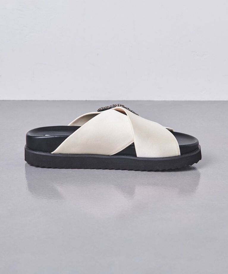 UNITED ARROWS「サテン ビジュー クロス サンダル」|サンダル|