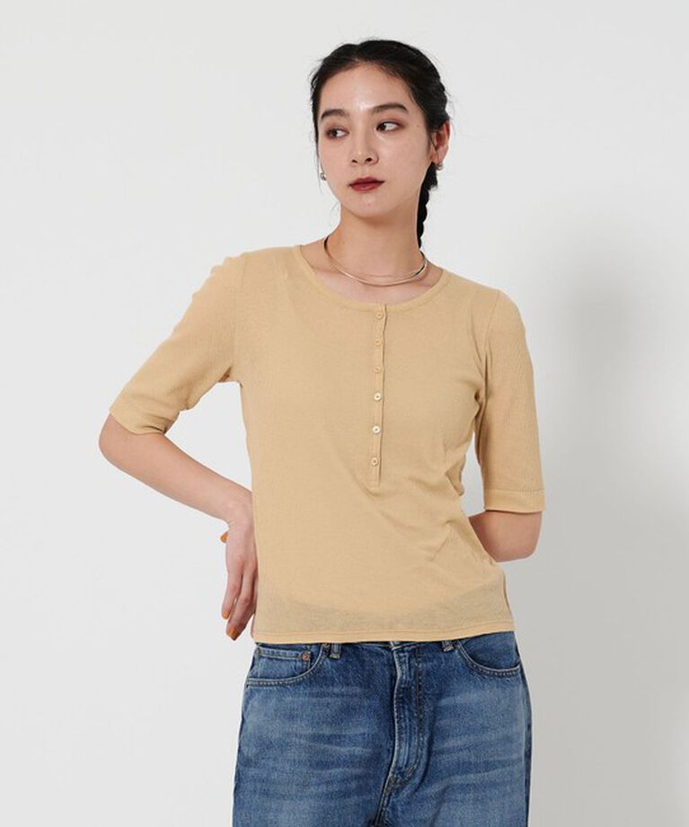 BEAUTY&YOUTH UNITED ARROWS「コットンシアーワッフル ヘンリーネック カットソー」|Tシャツ・カットソー|