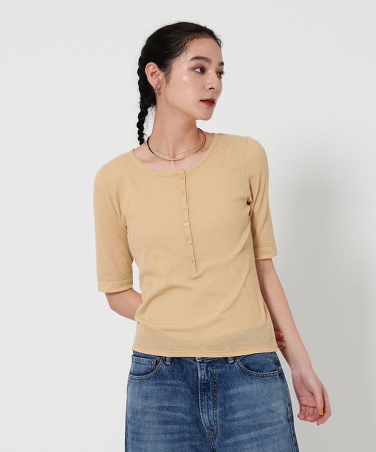 BEAUTY&YOUTH UNITED ARROWS「コットンシアーワッフル ヘンリーネック カットソー」|Tシャツ・カットソー|