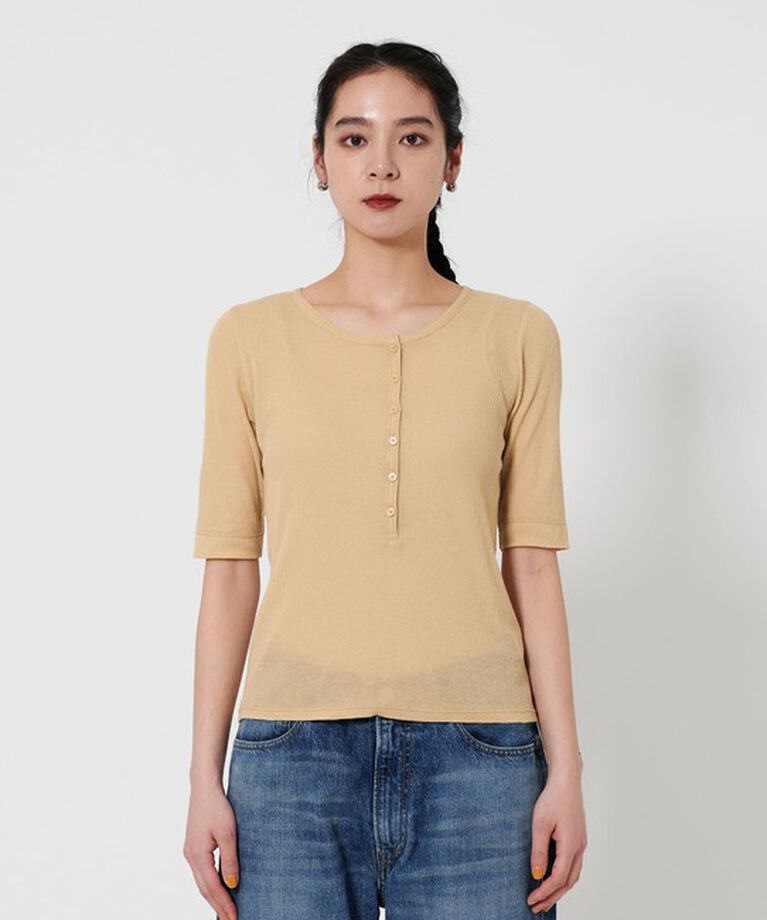 BEAUTY&YOUTH UNITED ARROWS「コットンシアーワッフル ヘンリーネック カットソー」|Tシャツ・カットソー|