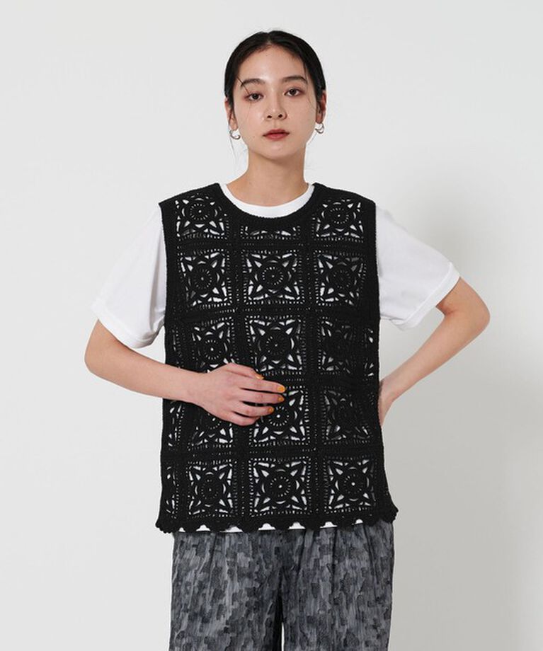 BEAUTY&YOUTH UNITED ARROWS「コットン エンブロイダリー ノースリーブトップス -ウォッシャブル-」|ニット・セーター|