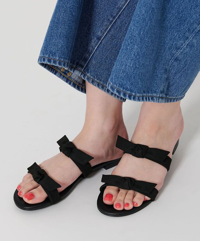 BEAUTY&YOUTH UNITED ARROWS「ダブル リボン サンダル」|サンダル|BLACK
