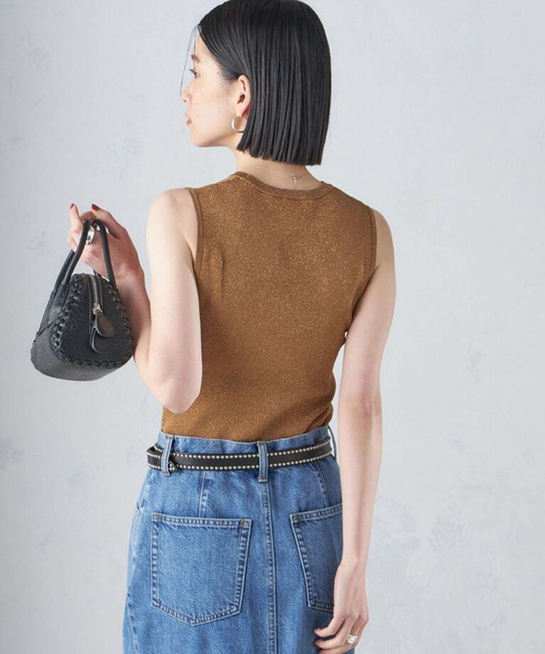 SHIPS for women「〈手洗い可能〉ラメ ノースリーブ ニット」|ニット・セーター|