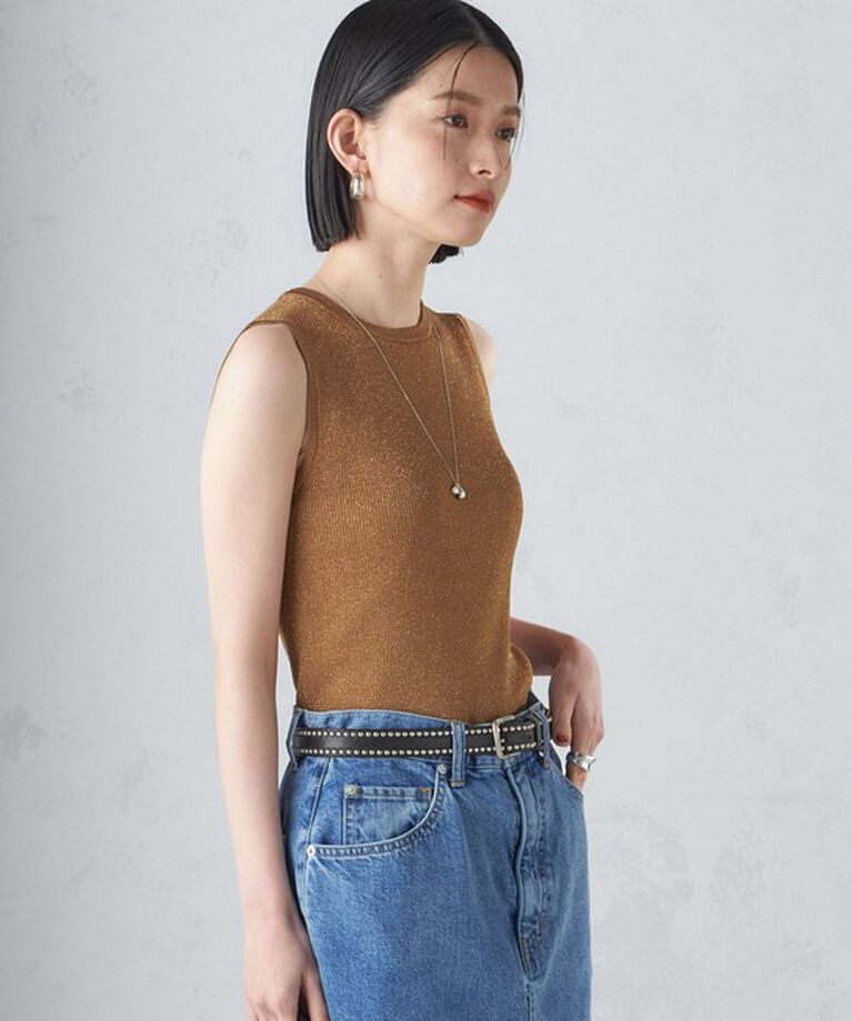 SHIPS for women「〈手洗い可能〉ラメ ノースリーブ ニット」|ニット・セーター|