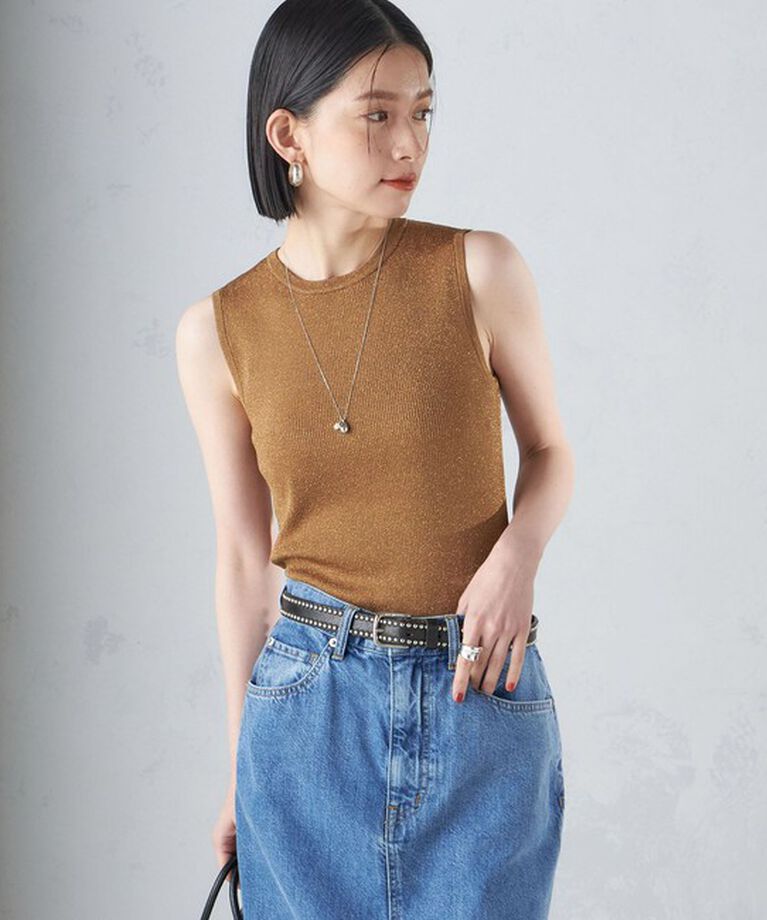 SHIPS for women「〈手洗い可能〉ラメ ノースリーブ ニット」|ニット・セーター|