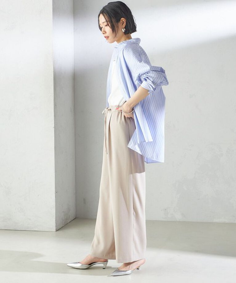 SHIPS for women「〈手洗い可能〉アセテート混 バック サテン ワイド パンツ」|その他|