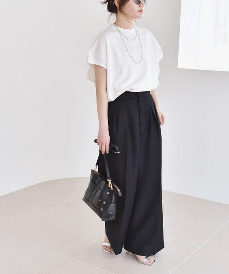 quaranciel「quaranciel:〈洗濯機可能〉ライト ポンチ コンパクト フレンチスリーブ TEE」|Tシャツ・カットソー|