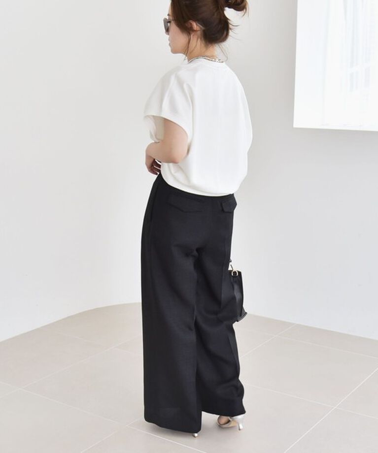 quaranciel「quaranciel:〈洗濯機可能〉ライト ポンチ コンパクト フレンチスリーブ TEE」|Tシャツ・カットソー|