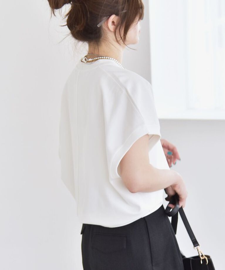 quaranciel「quaranciel:〈洗濯機可能〉ライト ポンチ コンパクト フレンチスリーブ TEE」|Tシャツ・カットソー|