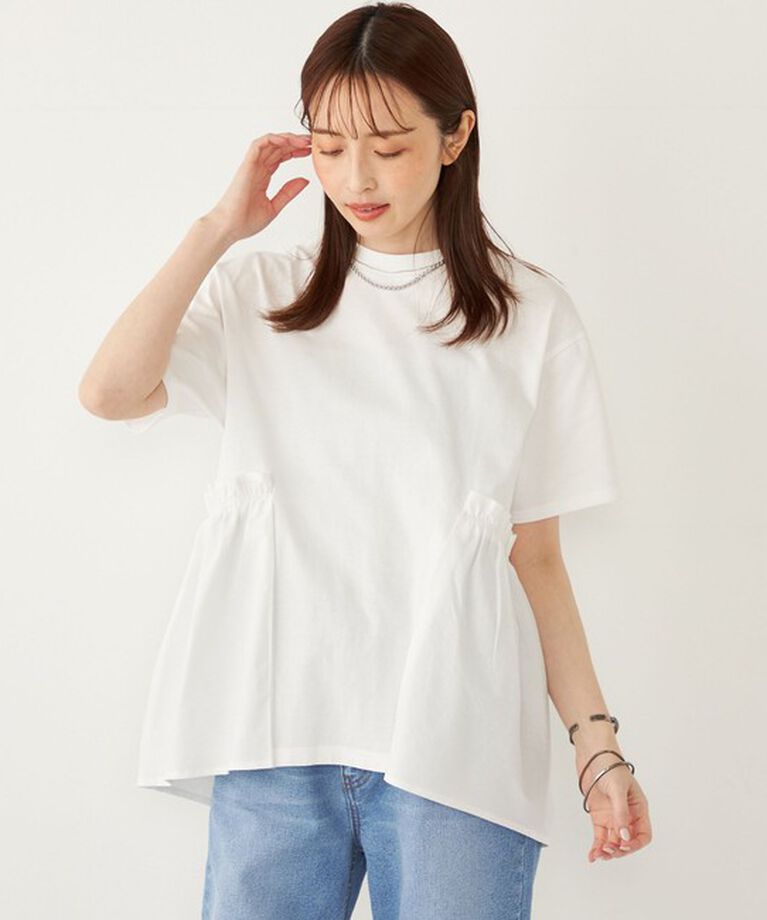 SHIPS Colors 「SHIPS Colors:〈手洗い可能〉ドッキング ペプラム ショートスリーブ トップス◇」|Tシャツ・カットソー|