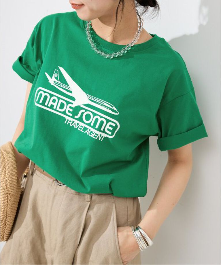 SLOBE IENA「made some sports wear for SLOBE IENA ロゴTEE」|Tシャツ・カットソー|グリーン