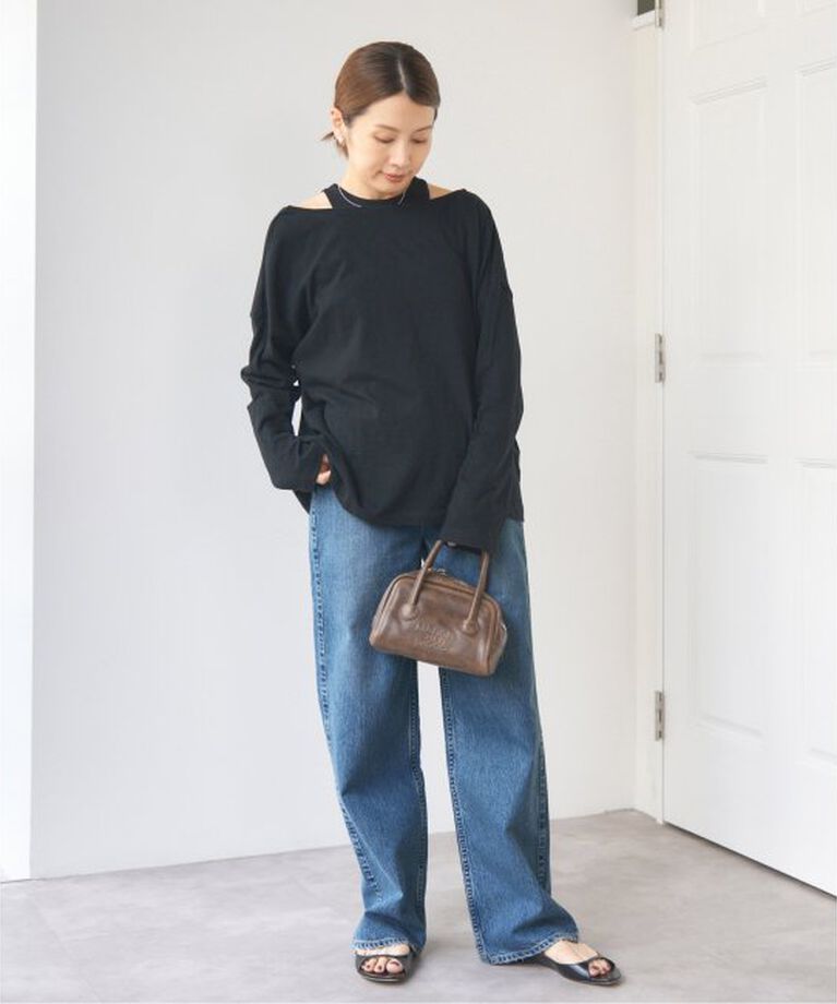 IENA「《予約》ONIT/オニット ROUGH COTTON BACK OPEN ボートネックロンT」|Tシャツ・カットソー|