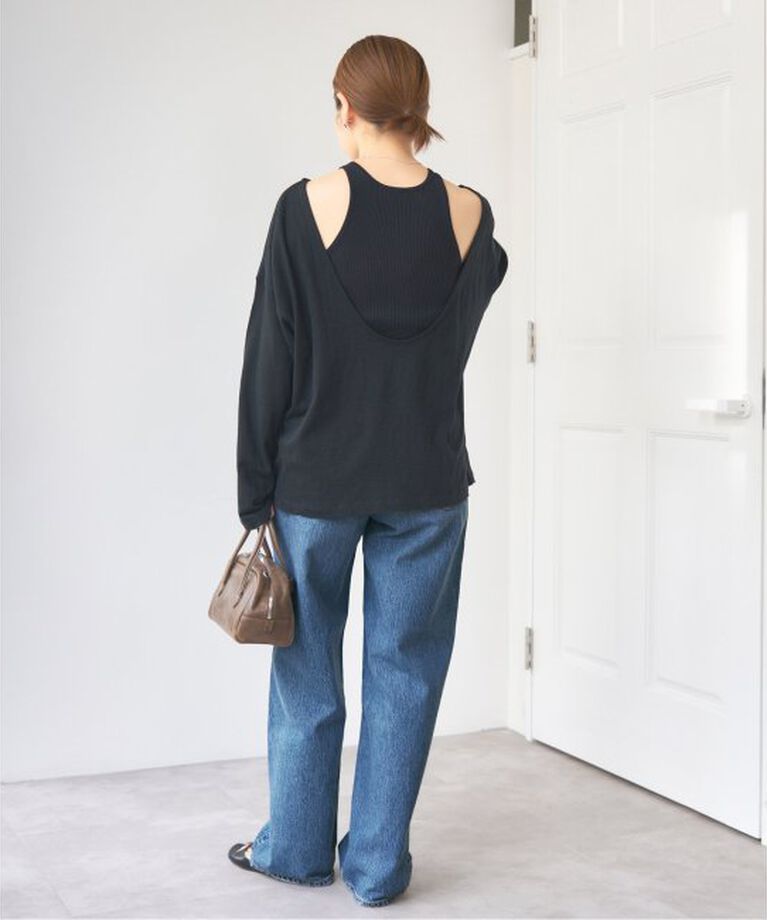 IENA「《予約》ONIT/オニット ROUGH COTTON BACK OPEN ボートネックロンT」|Tシャツ・カットソー|