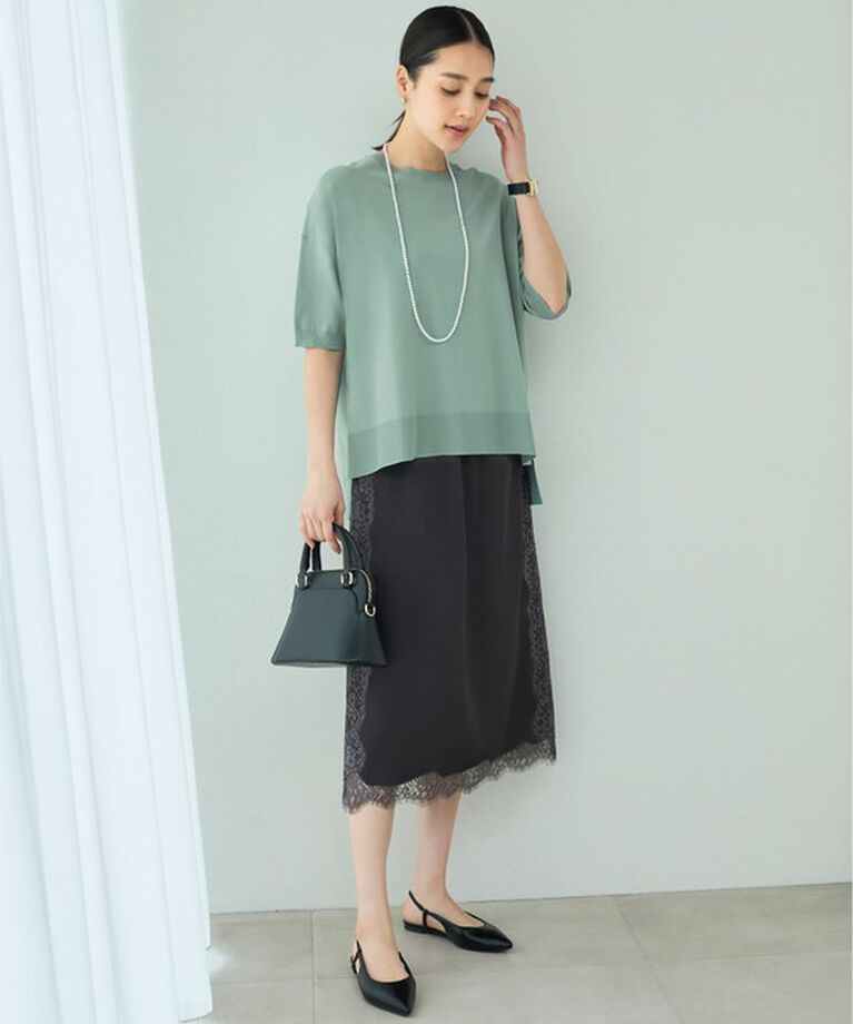 自由区「【SHIHOさん着用・WEB限定カラーあり・接触冷感・UVカット】クレープストレッチプルオーバー ニット」|ニット・セーター|
