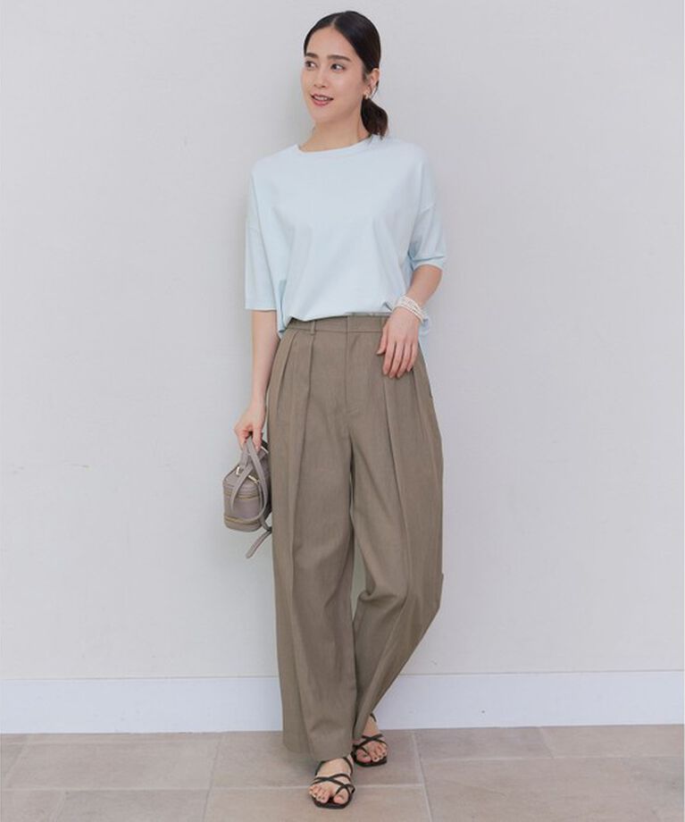 自由区「【SHIHOさん着用・WEB限定カラーあり・接触冷感・UVカット】クレープストレッチプルオーバー ニット」|ニット・セーター|
