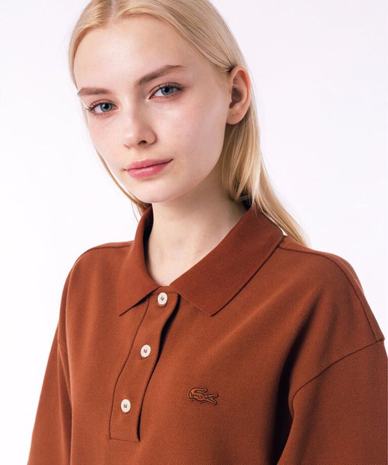 LACOSTE「ルーズフィット5分袖ポロドレス / ポロワンピース マキシ丈 ロング丈」|ワンピース|
