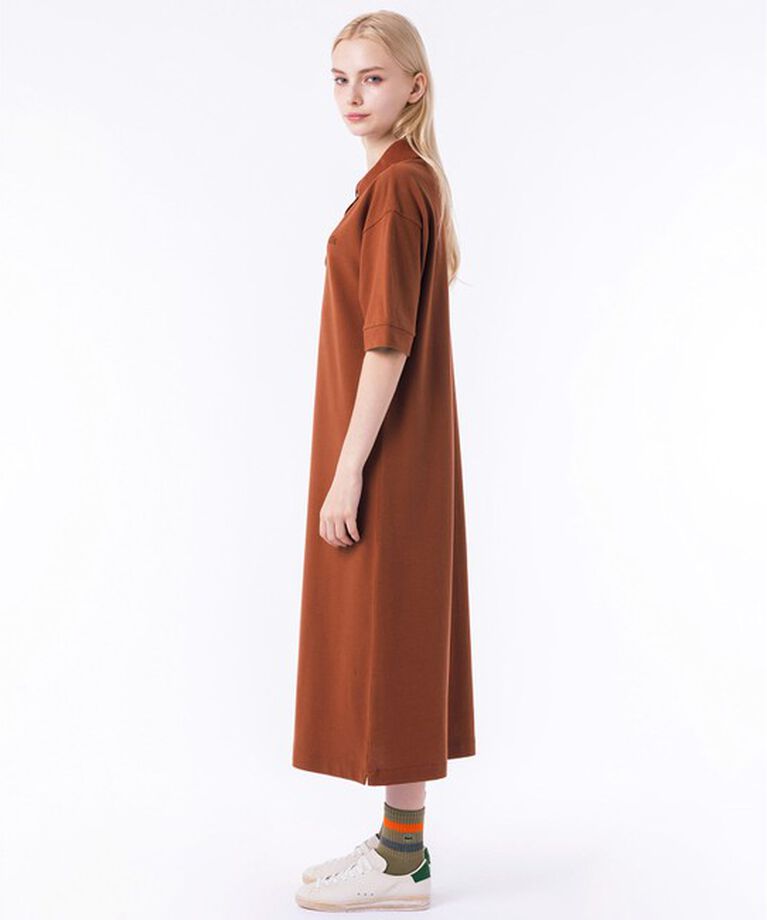LACOSTE「ルーズフィット5分袖ポロドレス / ポロワンピース マキシ丈 ロング丈」|ワンピース|