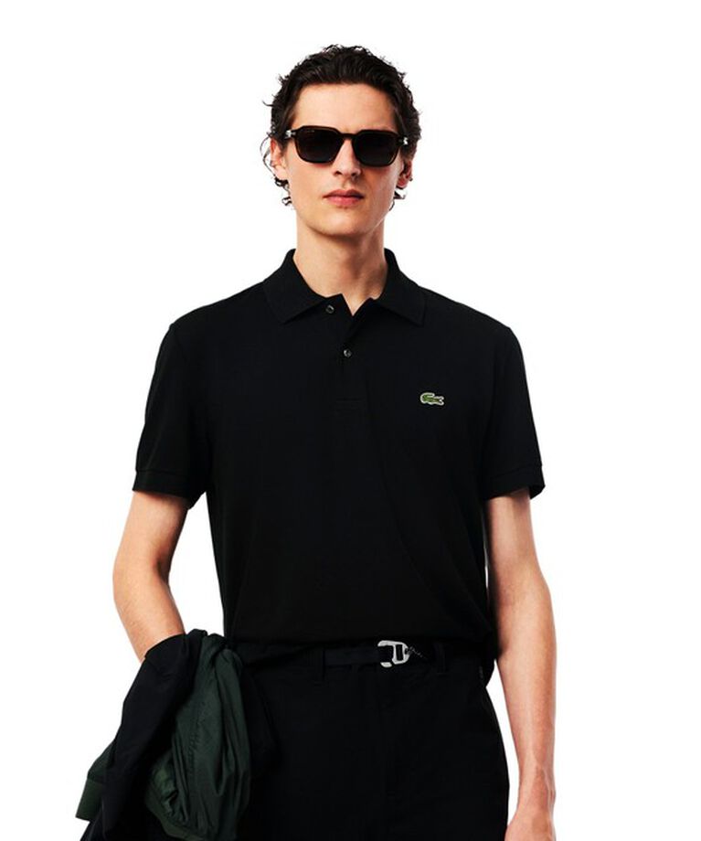 LACOSTE「通気性 イージーケア 軽量鹿の子ピケ L.12.12ライトウェイト半袖ポロシャツ」|ポロシャツ|ブラック