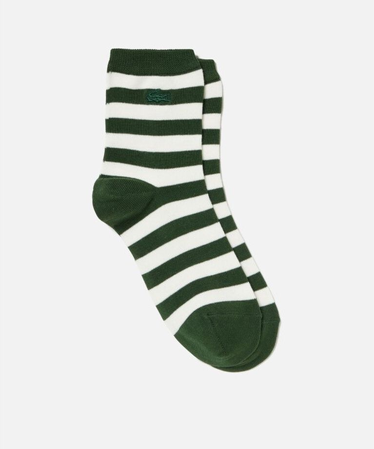 LACOSTE「マリンボーダーミドルソックス」|ソックス|グリーン