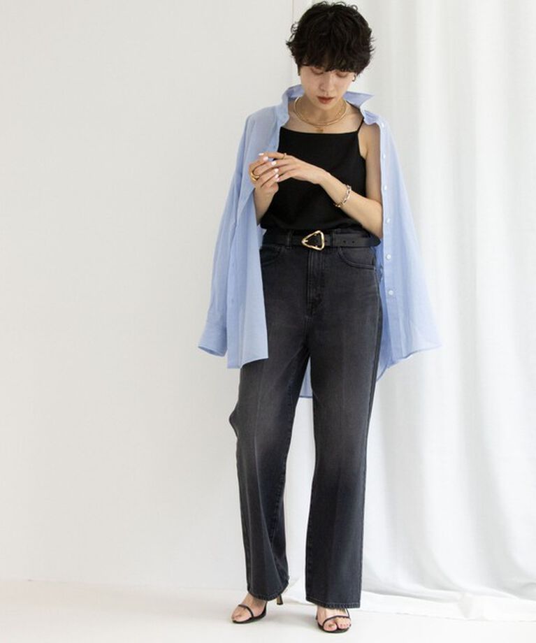 Rie Miller「【RM denim】センタープレスハイウエストデニム」|デニム|