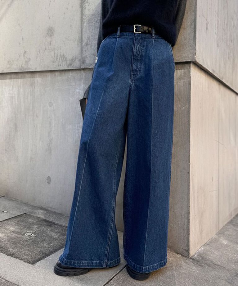 Rie Miller「【RM denim】ワイドスラックスデニム」|デニム|ネイビー