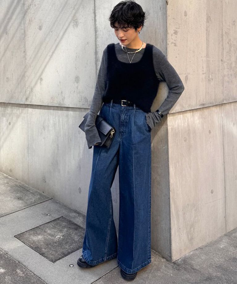 Rie Miller「【RM denim】ワイドスラックスデニム」|デニム|
