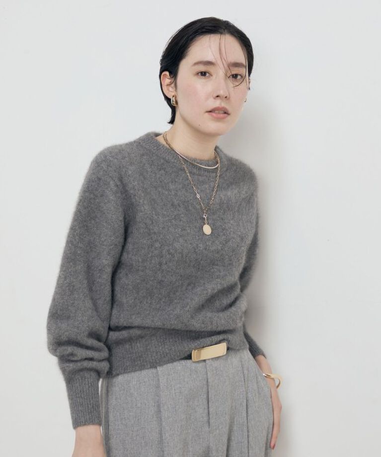 NOLLEY'S「ヘアリーモックネックプルオーバーニット」|ニット・セーター|チャコールグレー