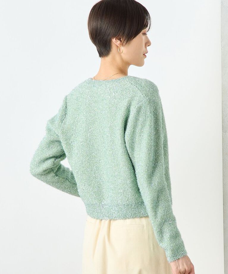 NOLLEY'S sophi「カシミヤ混キラキラフェザークルーネックカーディガン」|カーディガン|