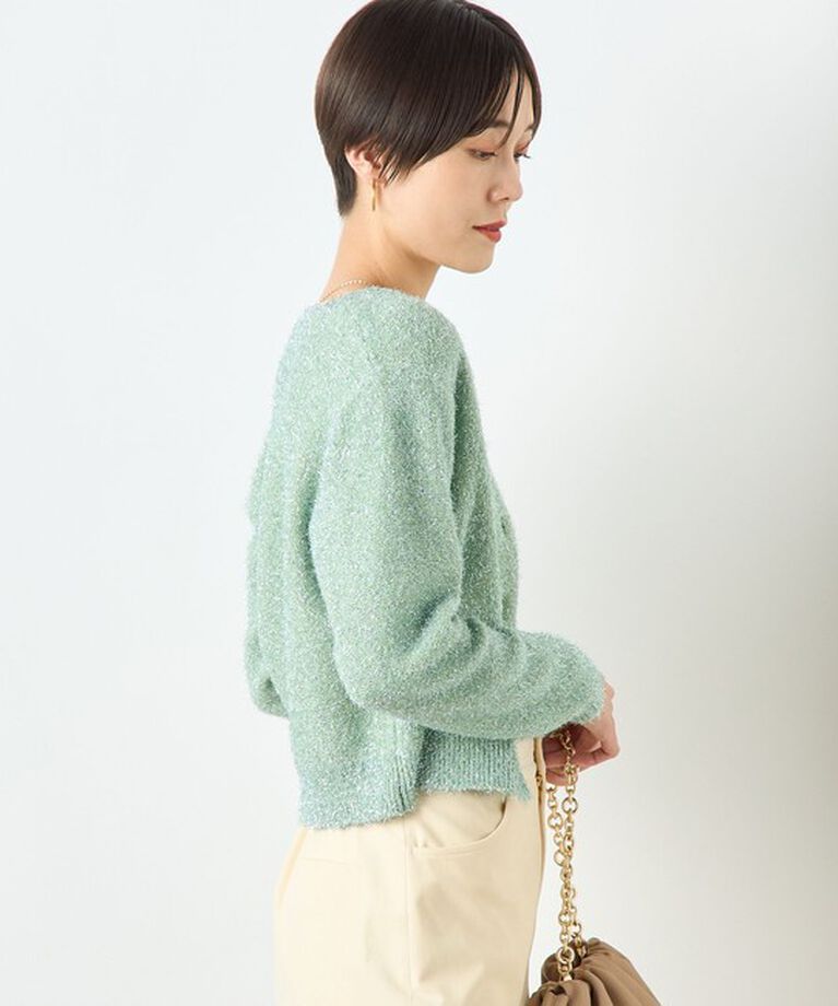 NOLLEY'S sophi「カシミヤ混キラキラフェザークルーネックカーディガン」|カーディガン|